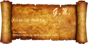 Gierig Metta névjegykártya